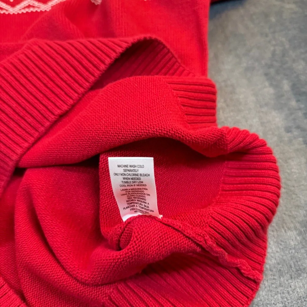 Weatherproof Vintage Sweater Mens Extra Large Red Fair Isle Snowflake‎ Cotton